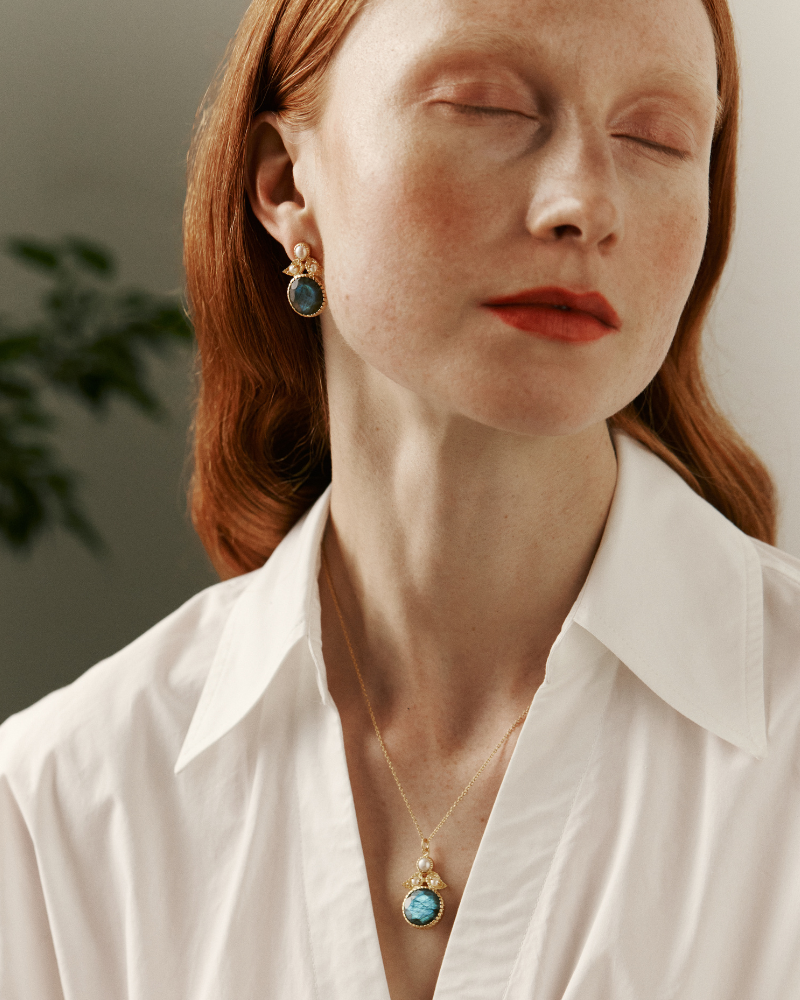 Somerset earrings with labradorite and pearl