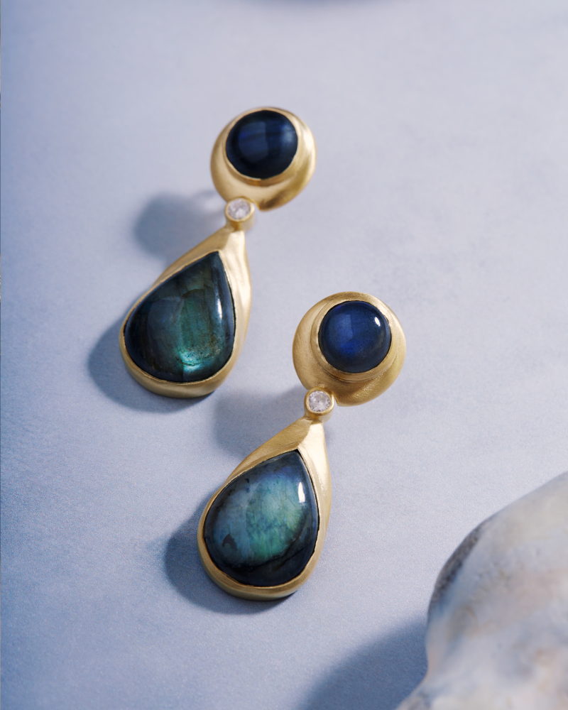 Bloomsbury statement earrings with labradorite
