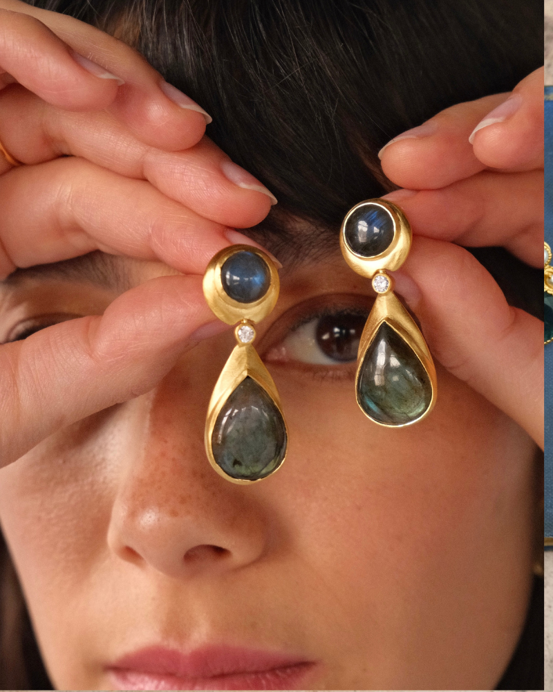 Bloomsbury statement earrings with labradorite