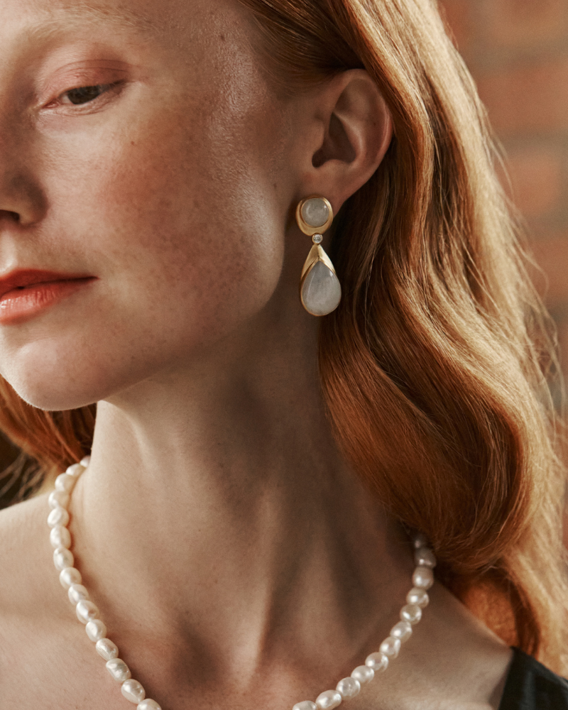Bloomsbury statement earrings with moonstone