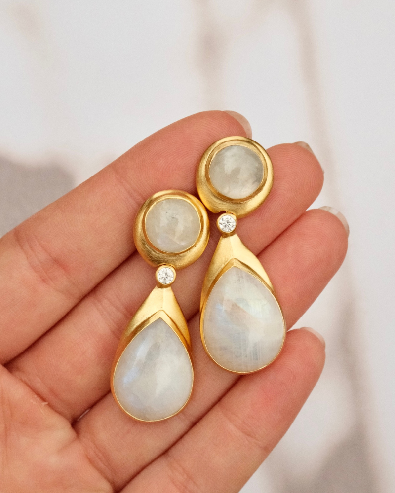 Bloomsbury statement earrings with moonstone