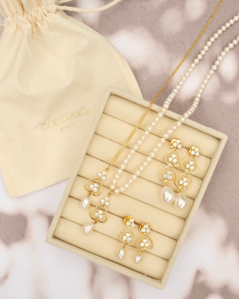 Angelica statement earrings with pearl