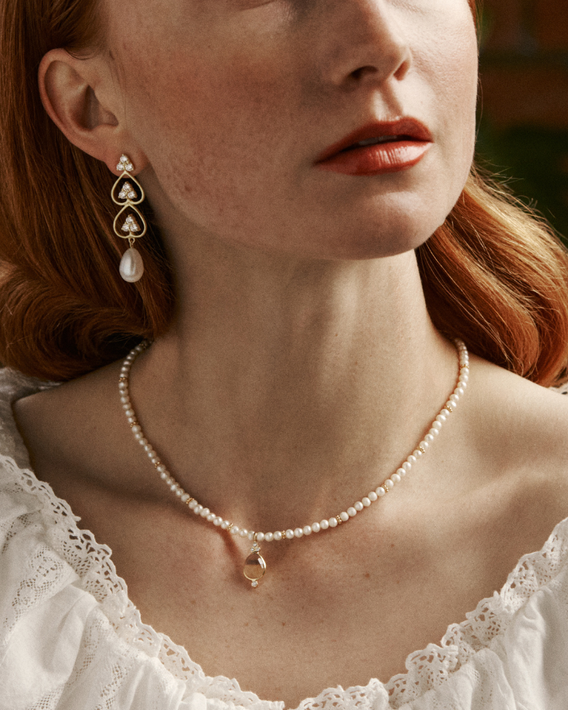 Angelica statement earrings with pearl