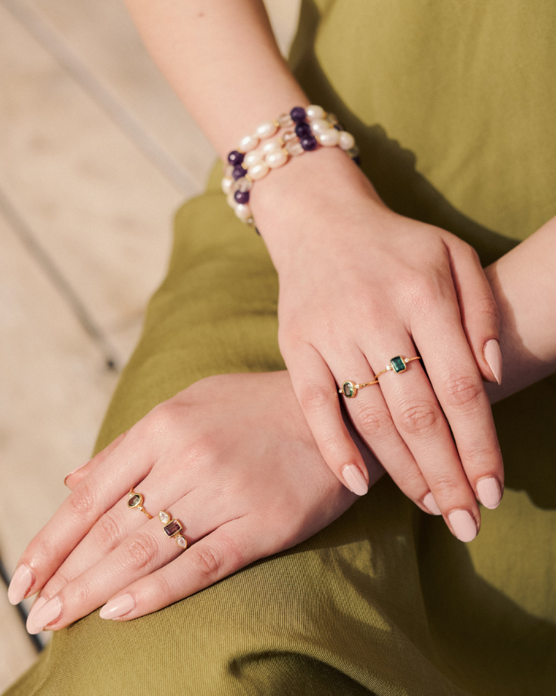 Leonora ring in green tourmaline - gold vermeil