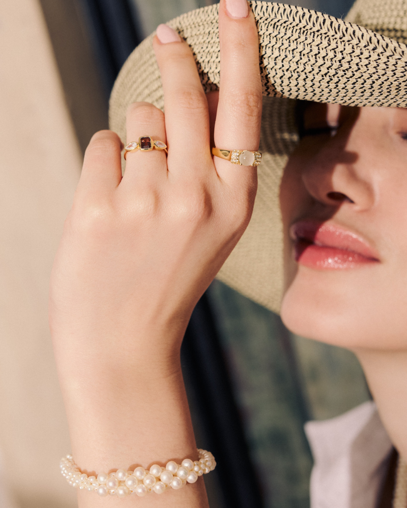 Leonora ring in pink tourmaline - gold vermeil
