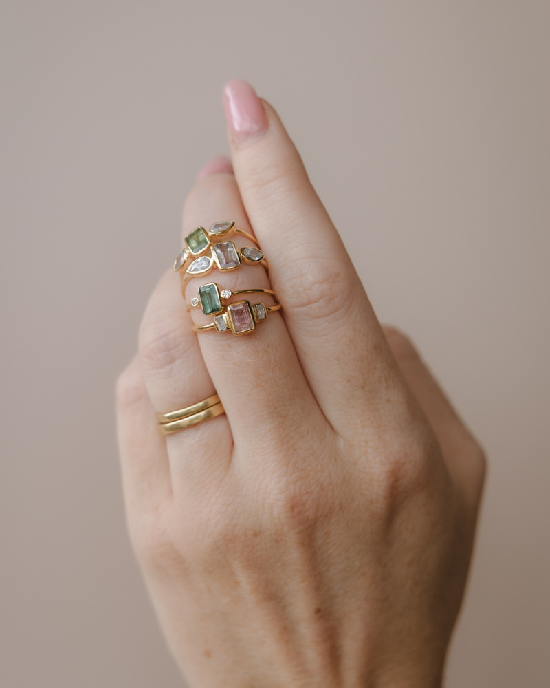 Leonora ring in green tourmaline - gold vermeil