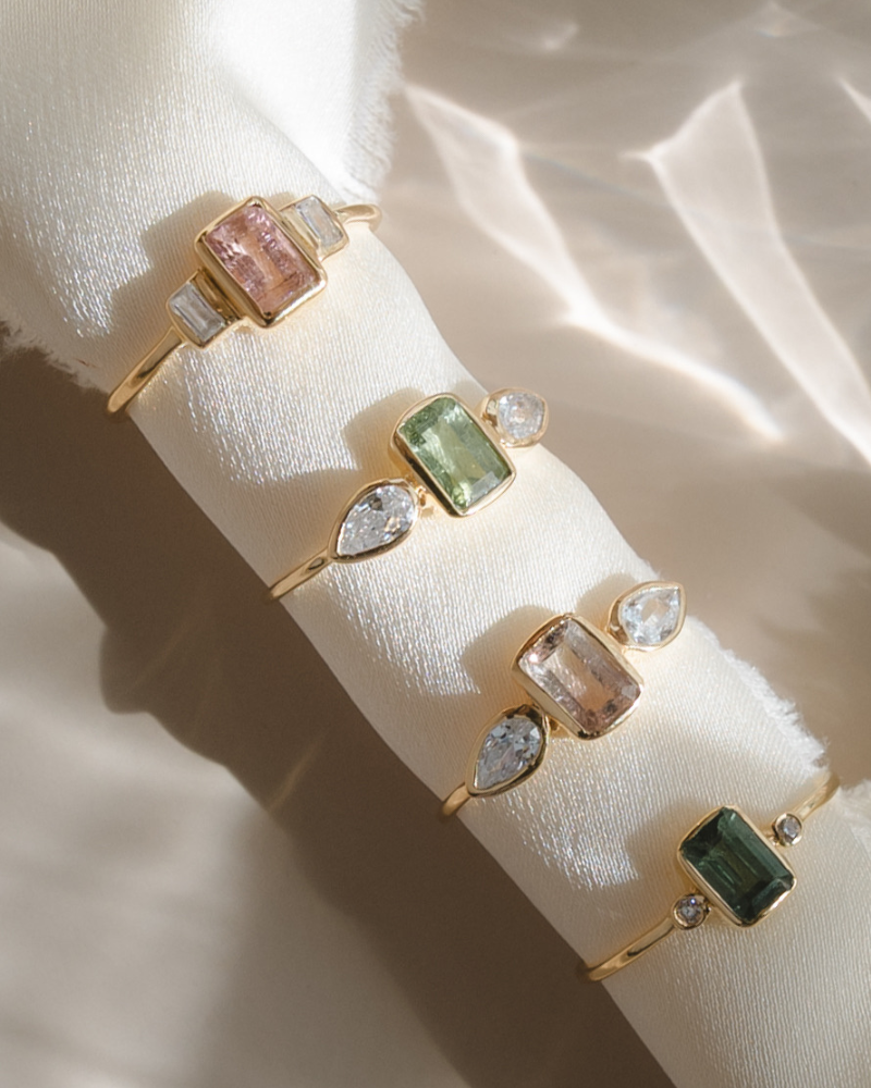 Leonora ring in green tourmaline - gold vermeil
