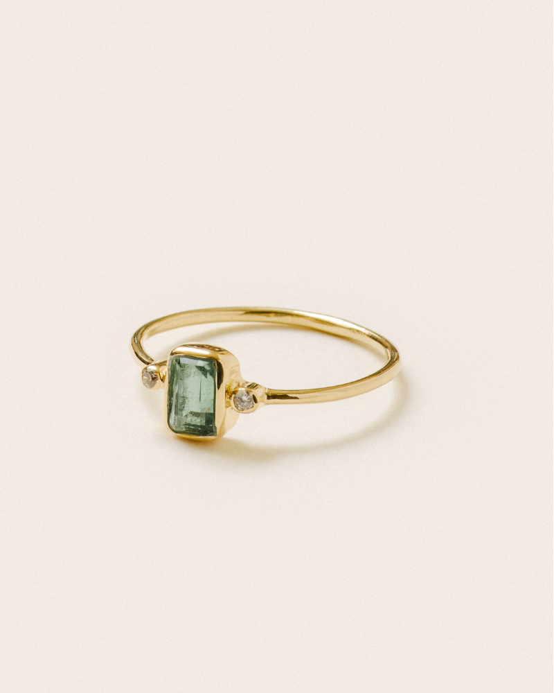 May ring in blue tourmaline and white topaz - gold vermeil