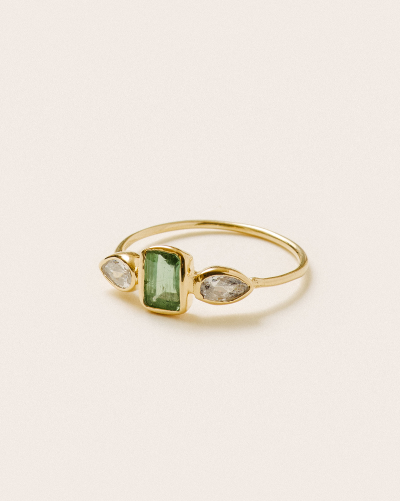 Leonora ring in green tourmaline - gold vermeil