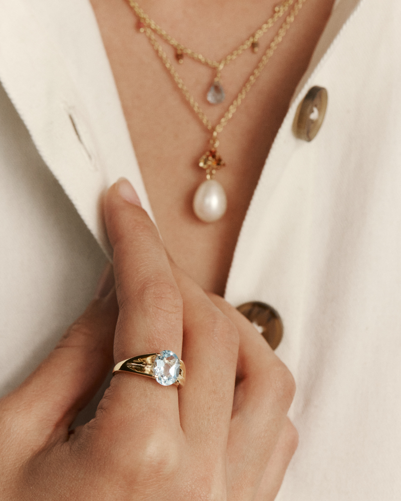 Elgin statement ring with blue topaz - gold vermeil