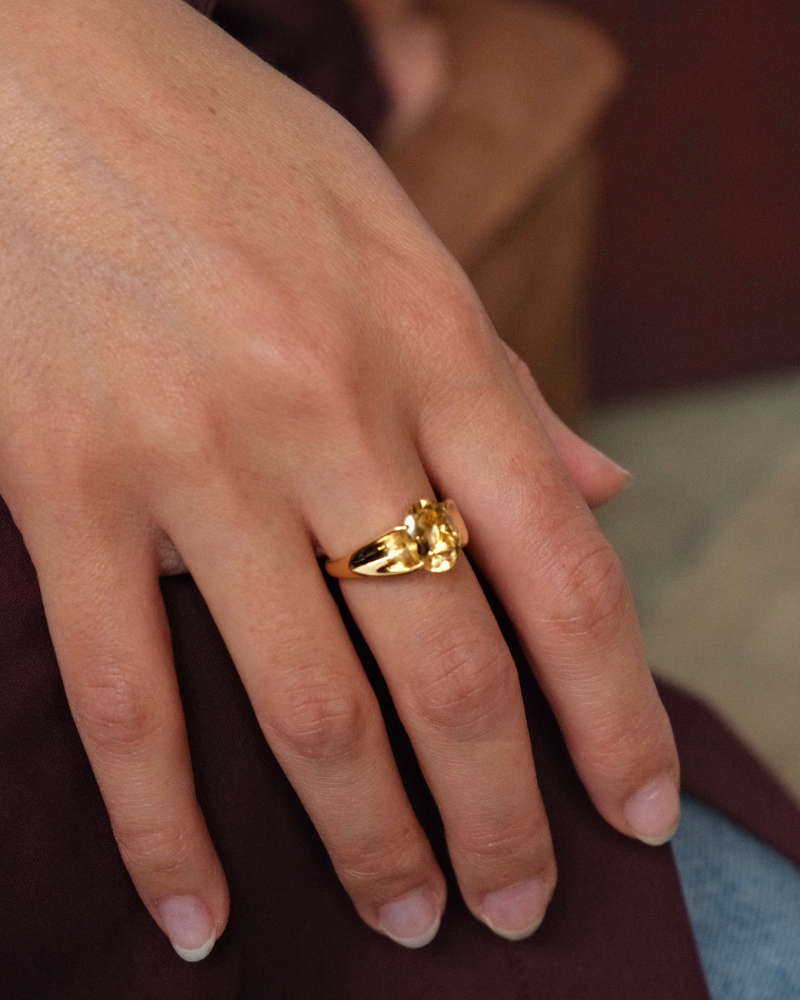 Elgin statement ring with citrine - gold vermeil
