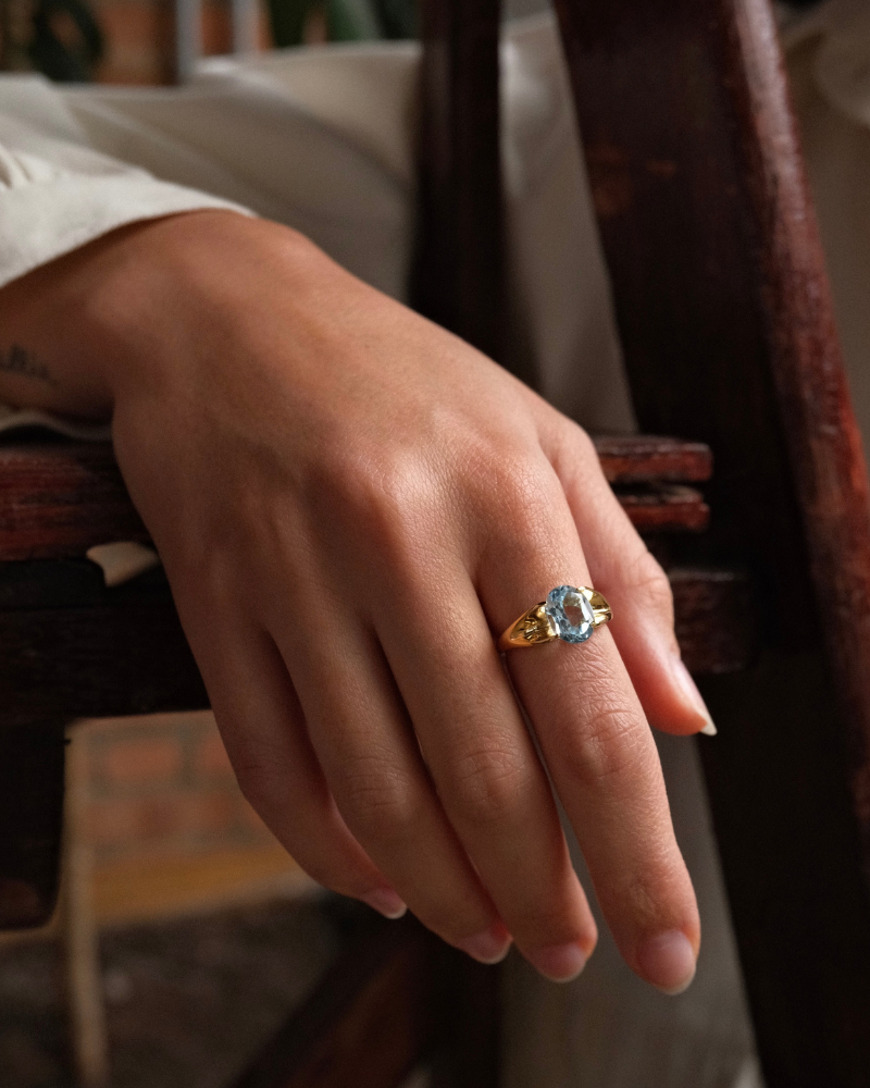 Elgin statement ring with blue topaz - gold vermeil