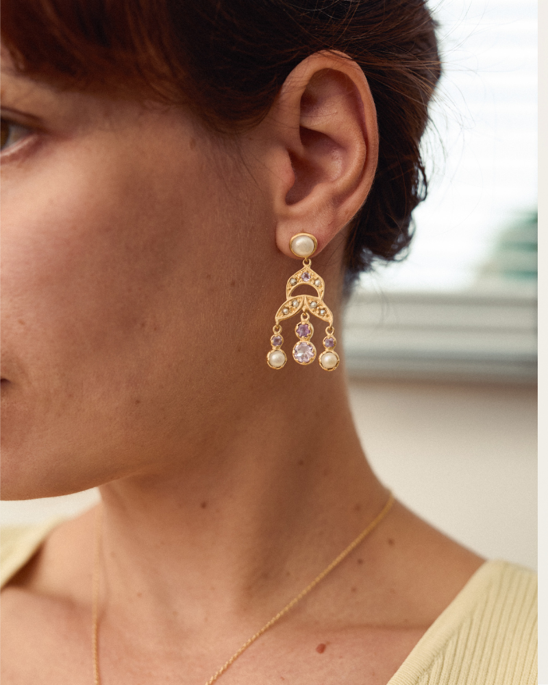 Beth earrings with citrine and pearl