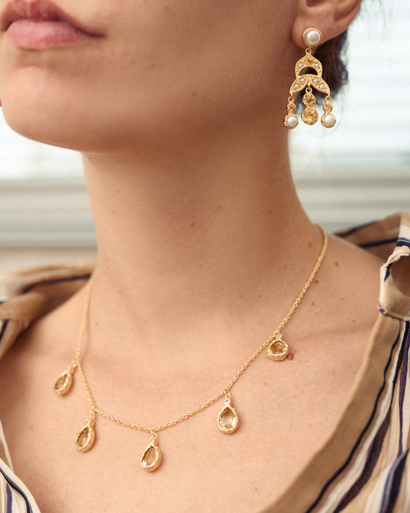 Lotus necklace with citrine