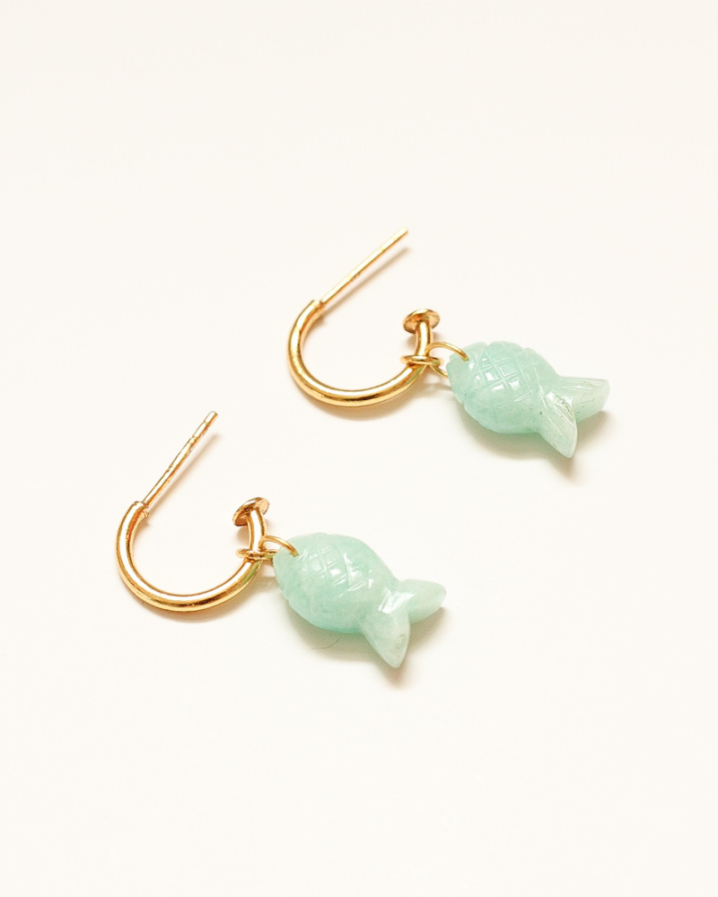 La Pesca earrings with carved amazonite