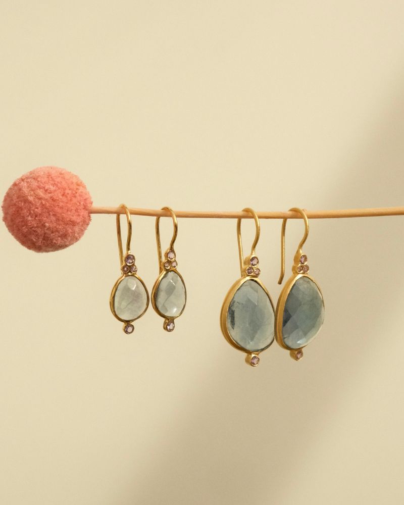 Vita earrings in apatite and amethyst - large size