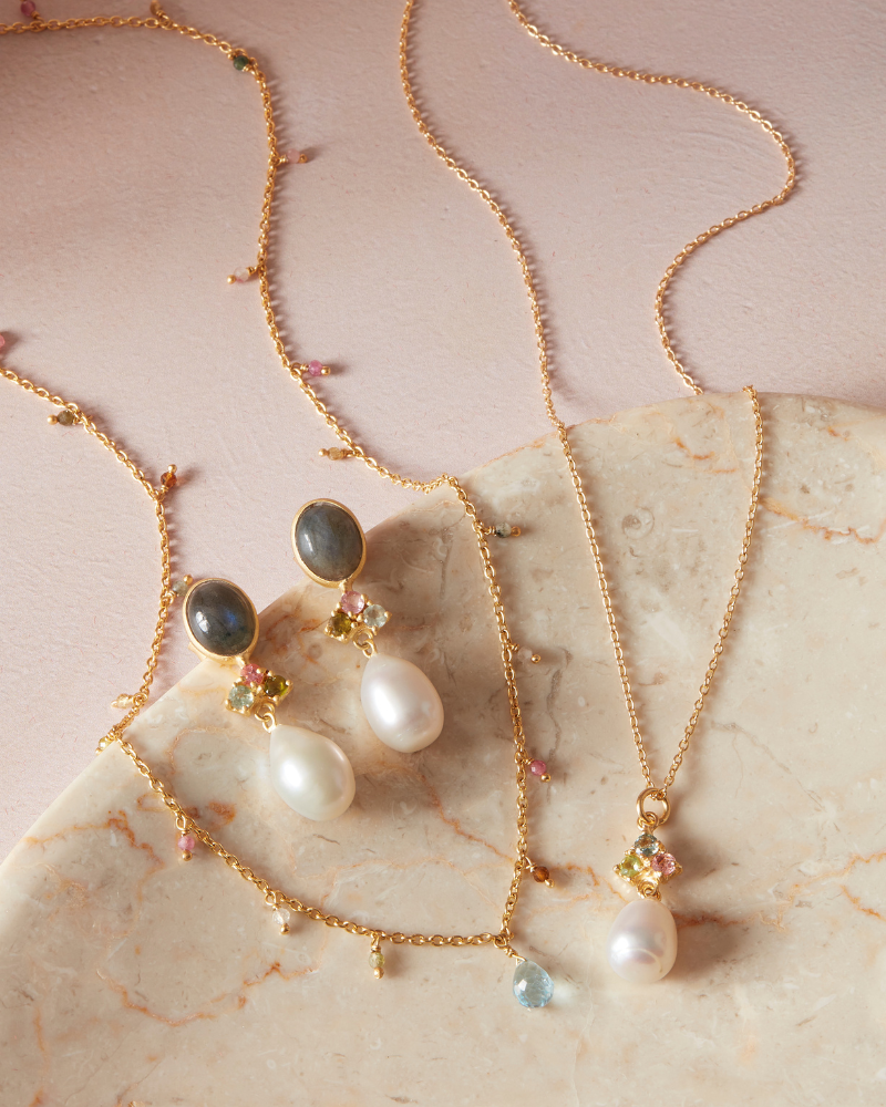 Florence necklace with tourmaline and pearl