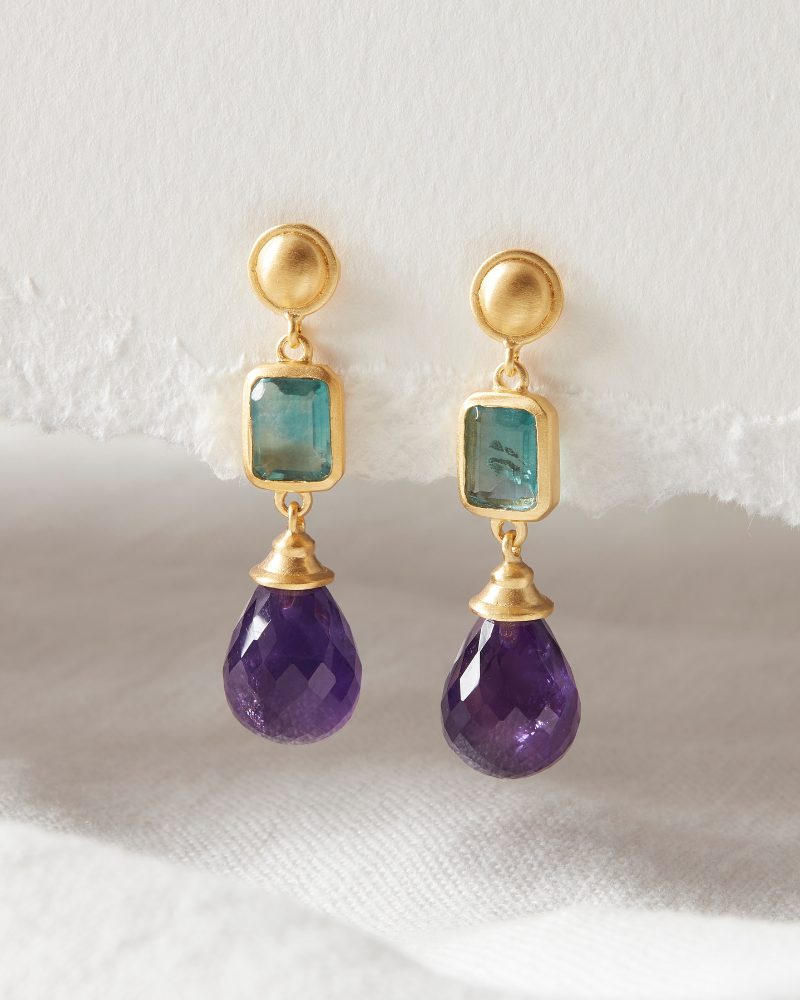 Charleston earrings in apatite and amethyst