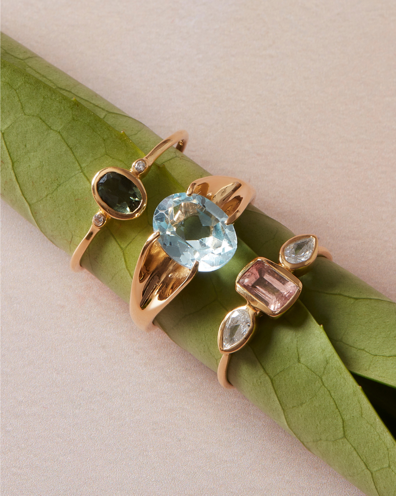 Elgin statement ring with blue topaz - gold vermeil