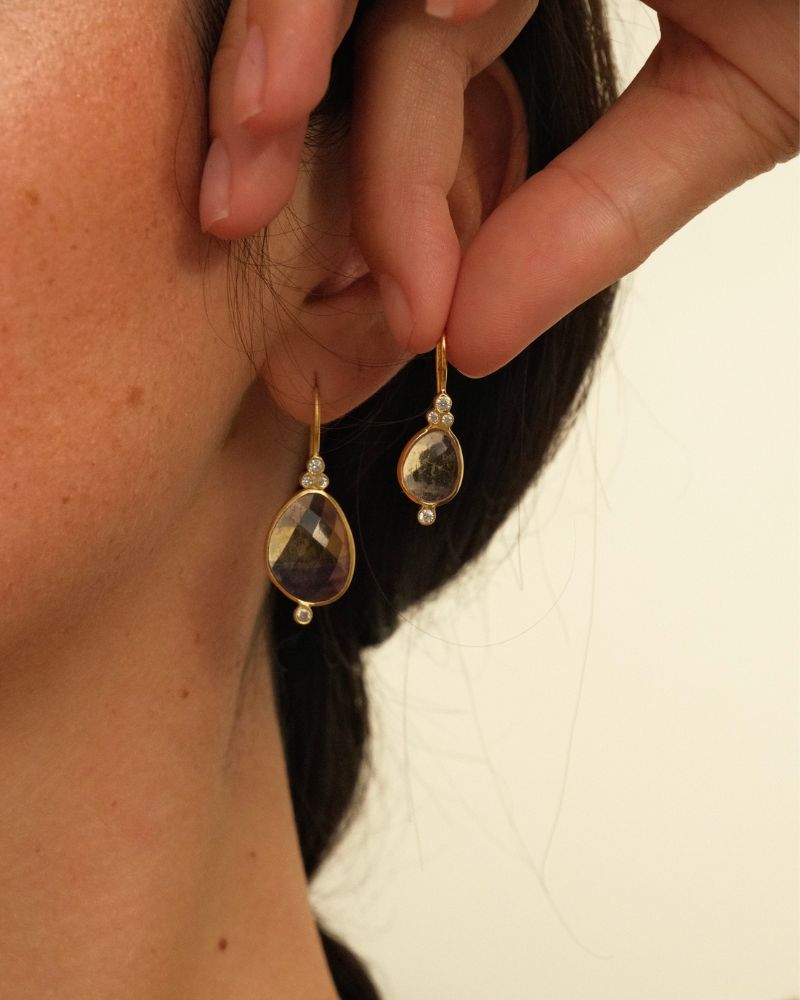 Vita earrings in fluorite and crystal - large size
