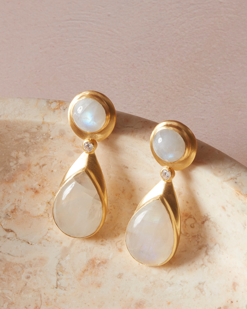 Bloomsbury statement earrings with moonstone