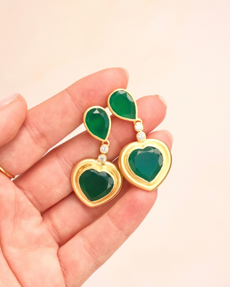 Nessa statement earrings with green onyx