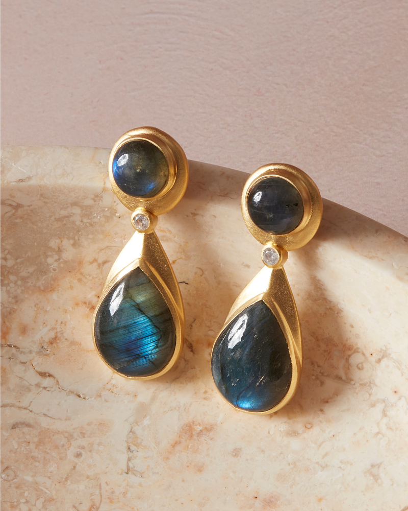 Bloomsbury statement earrings with labradorite