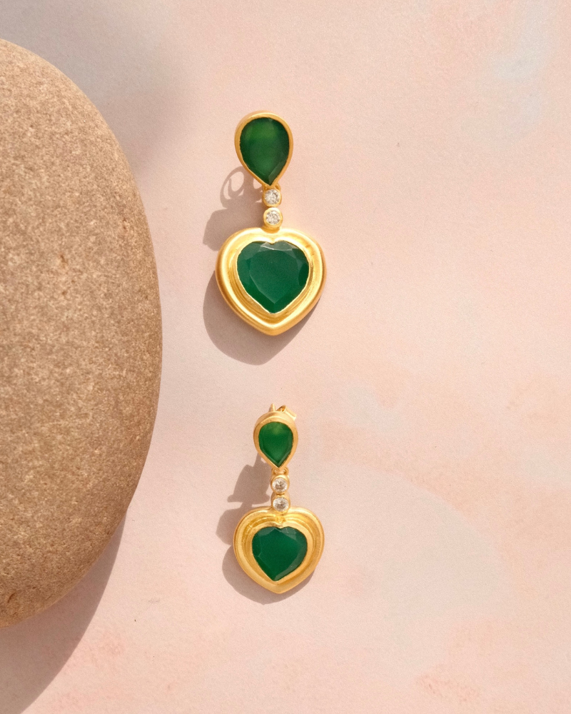 Nessa statement earrings with green onyx
