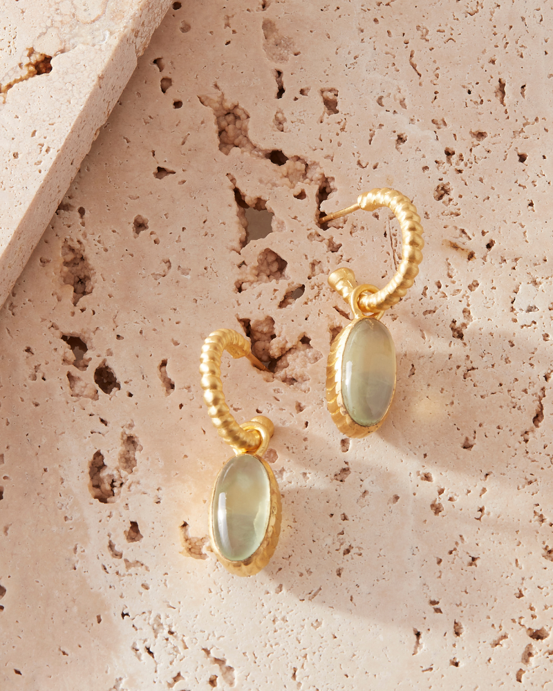 Joni hoops with fluorite and prehnite - limited edition