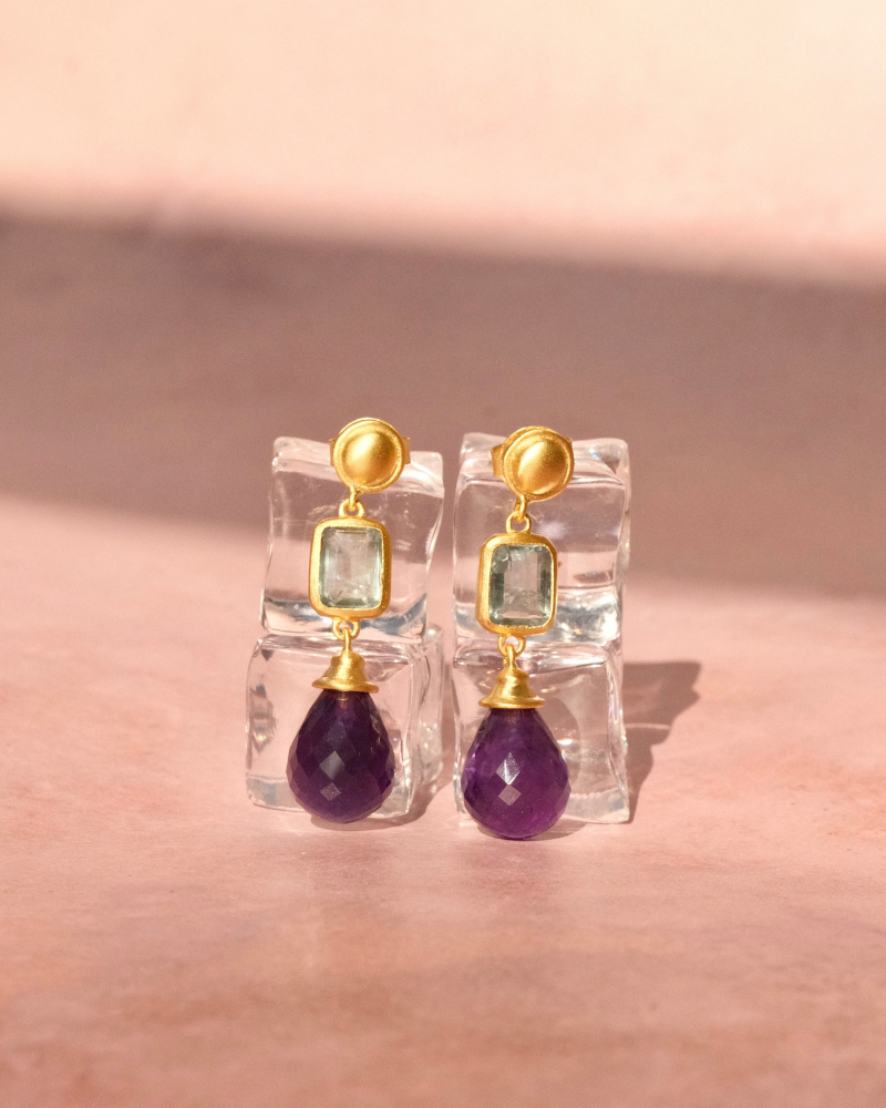 Charleston earrings in apatite and amethyst