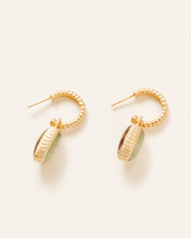 Joni hoops with fluorite and prehnite - limited edition