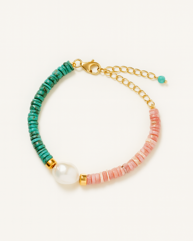 Valentina bracelet with pearl, rhodochrosite and turquoise