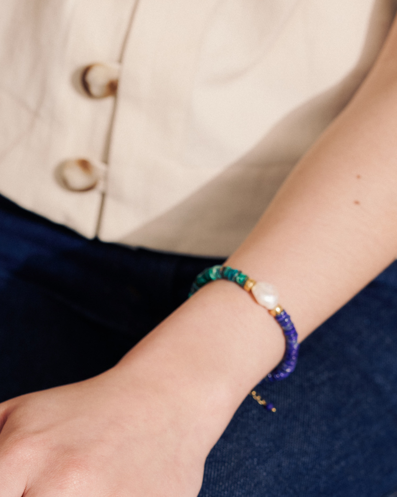 Valentina bracelet with pearl, lapis and turquoise