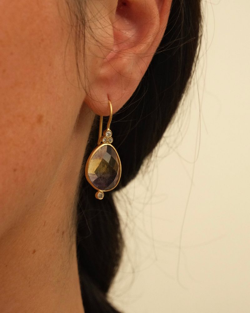 Vita earrings in fluorite and crystal - large size