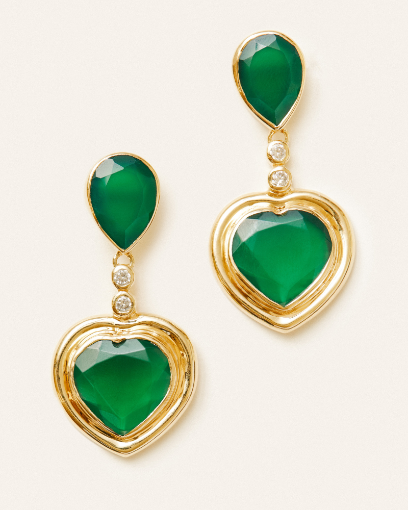 Nessa statement earrings with green onyx