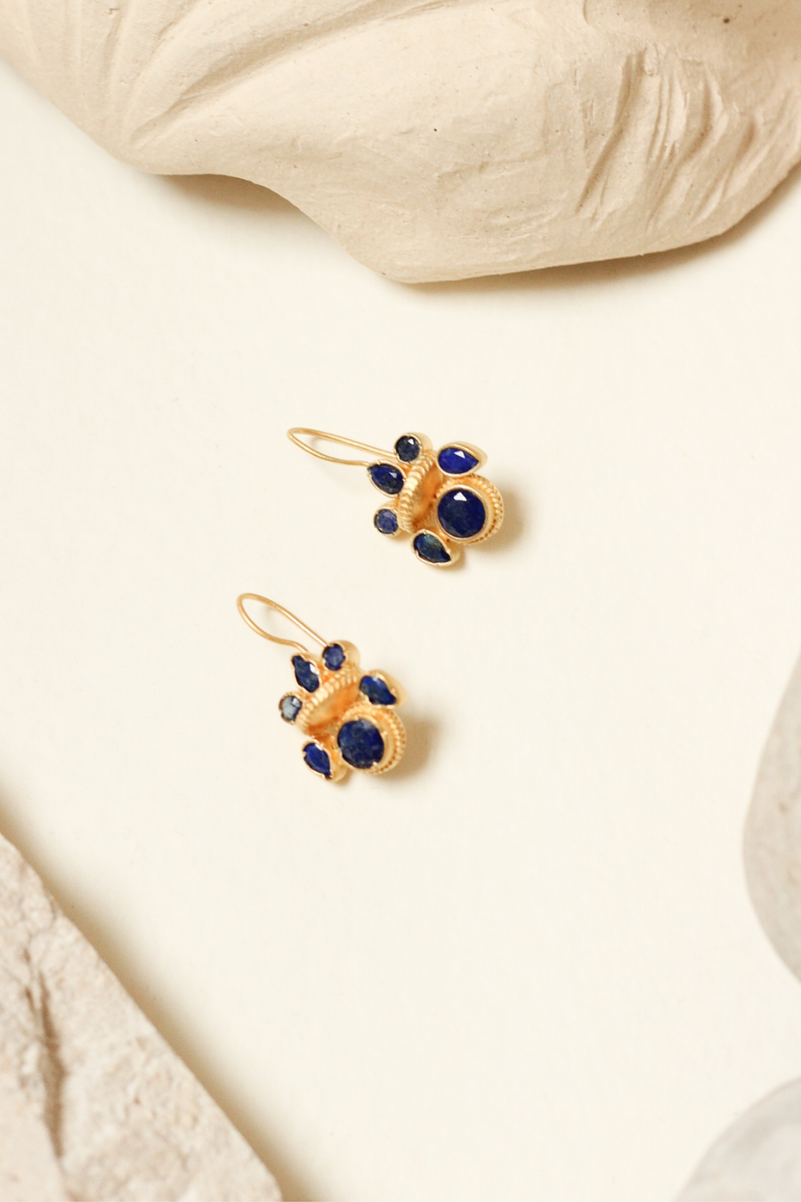 Intricate heritage earrings with lapis - Sample