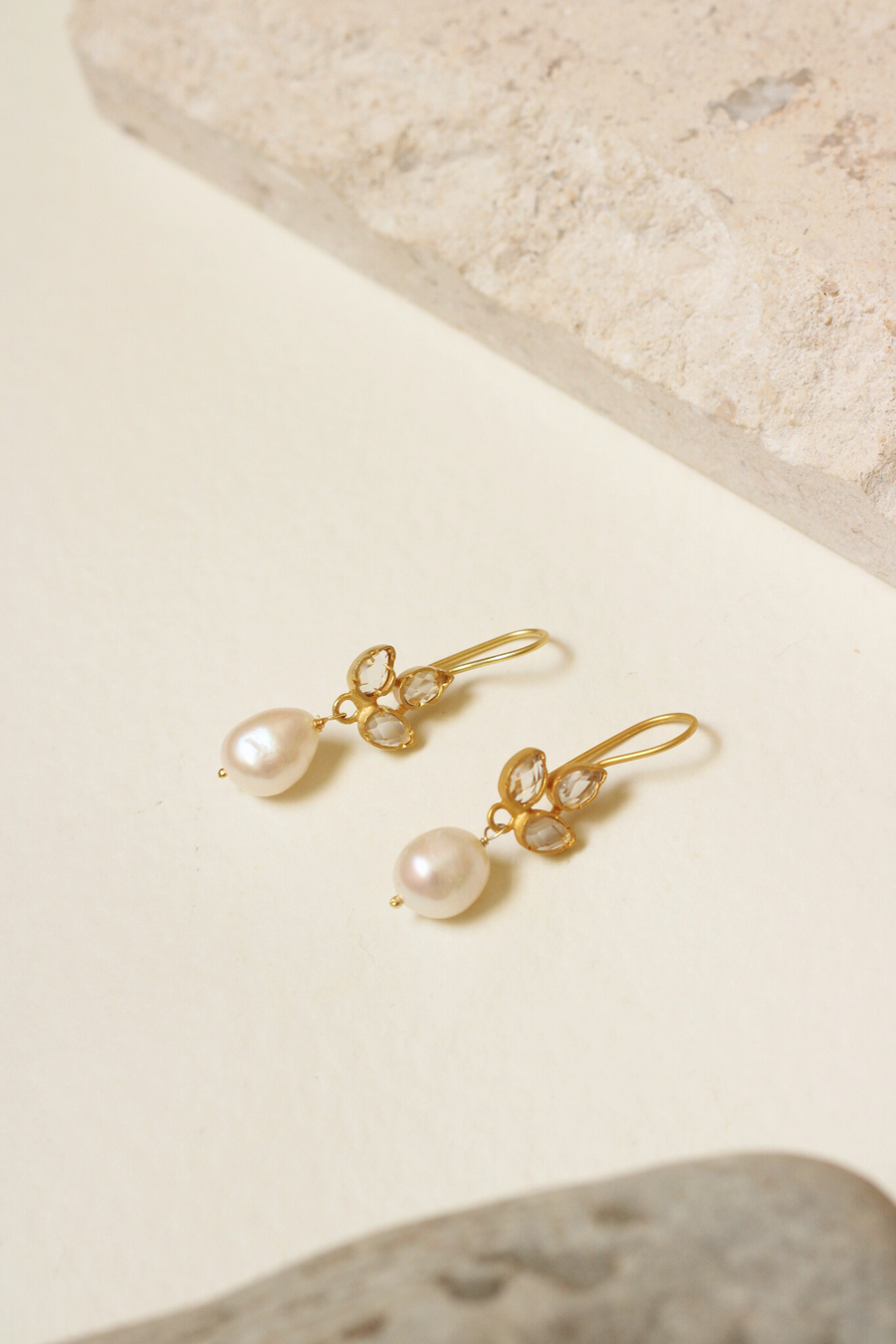 Delicate natural pearl and crystal earrings  - Sample