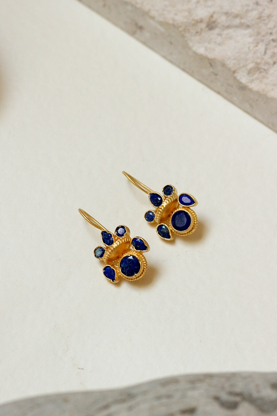 Intricate heritage earrings with lapis - Sample