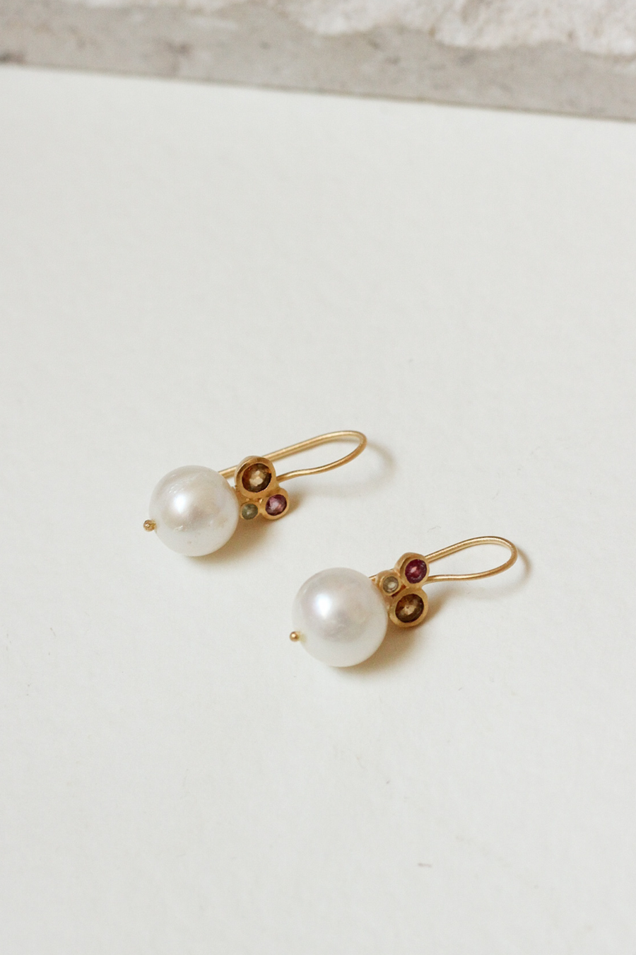 Bubble earrings with tourmaline and pearl  - Sample