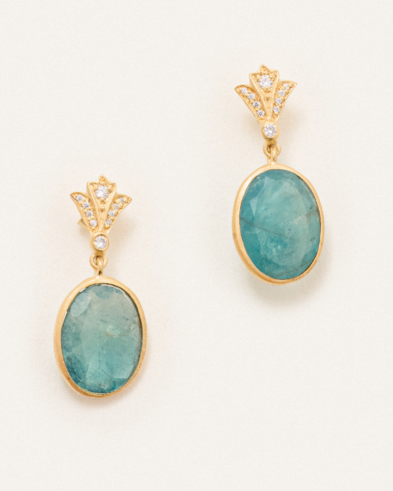 Aubrey earrings with apatite and crystal