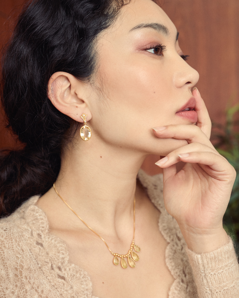 Aubrey earrings with citrine and crystal