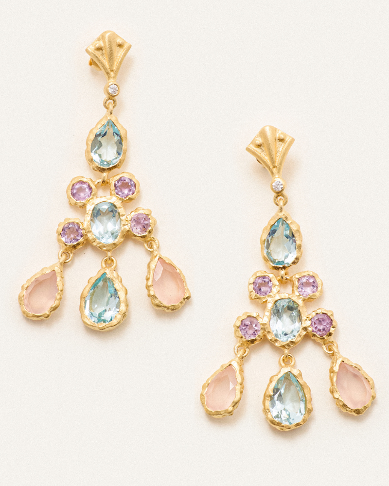 Delphi earrings pink amethyst topaz chalcedony