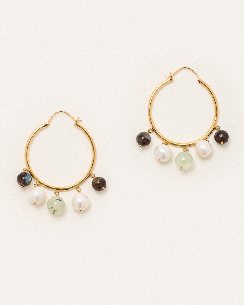 Goldie hoops pearl labradorite prehnite