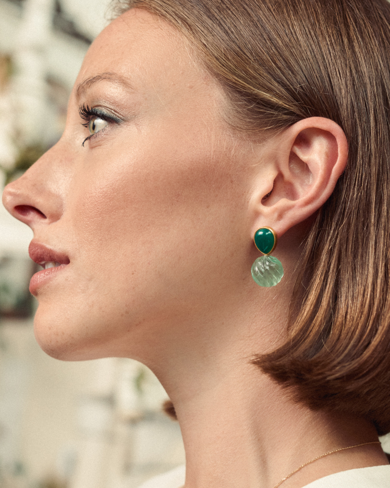 January earrings in fluorite and aventurine