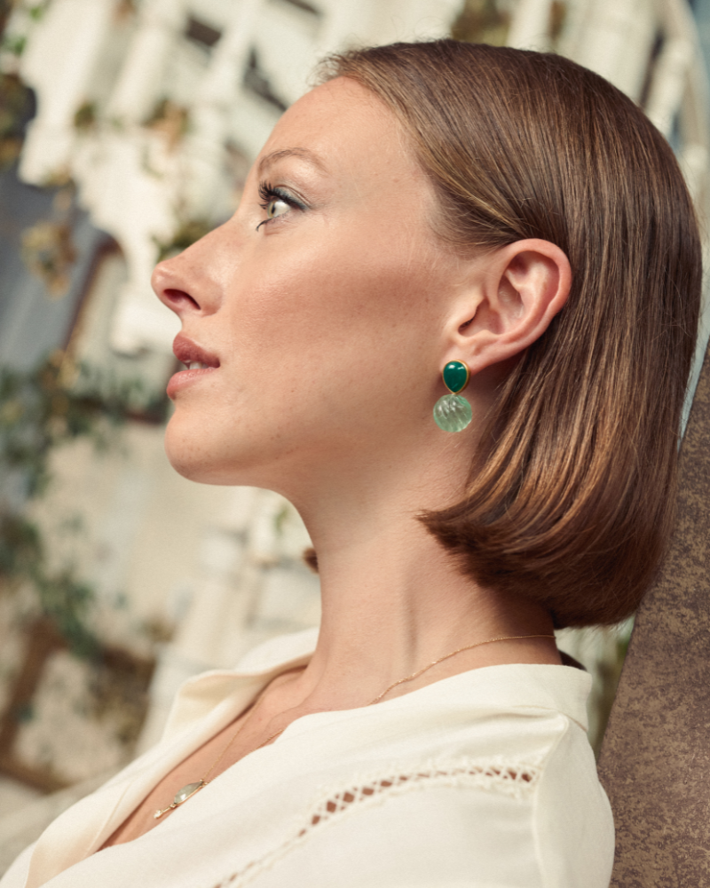 January earrings in fluorite and aventurine