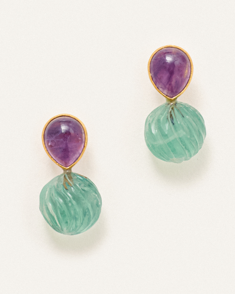 January earrings in fluorite and amethyst - pre-order