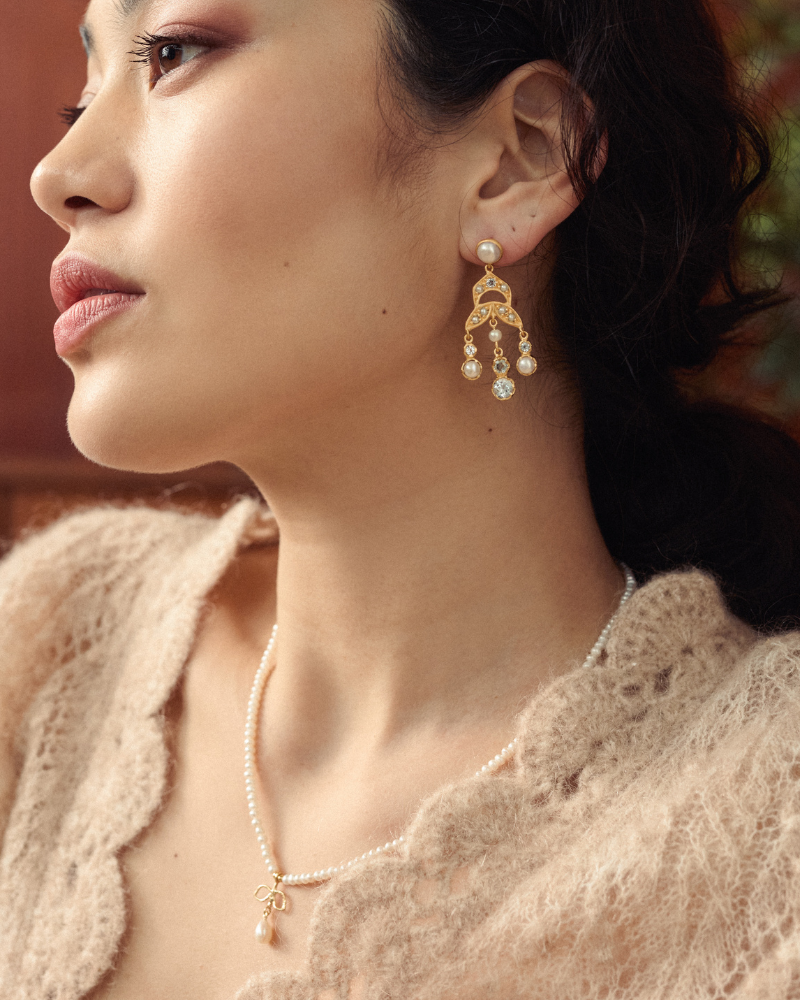 Beth earrings with citrine and pearl