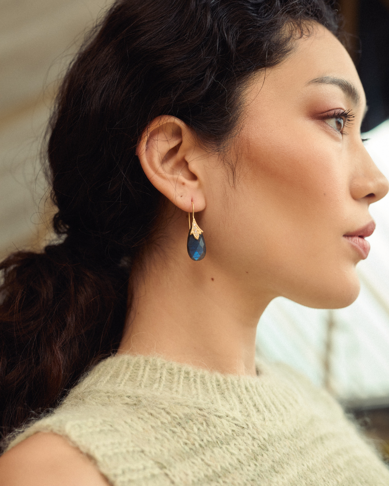 Lise earrings with labradorite and crystal