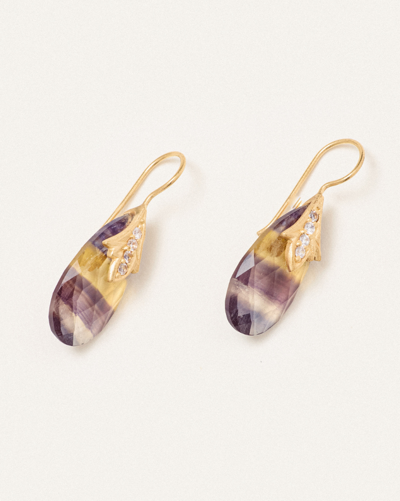 Lise earrings with fluorite and crystal