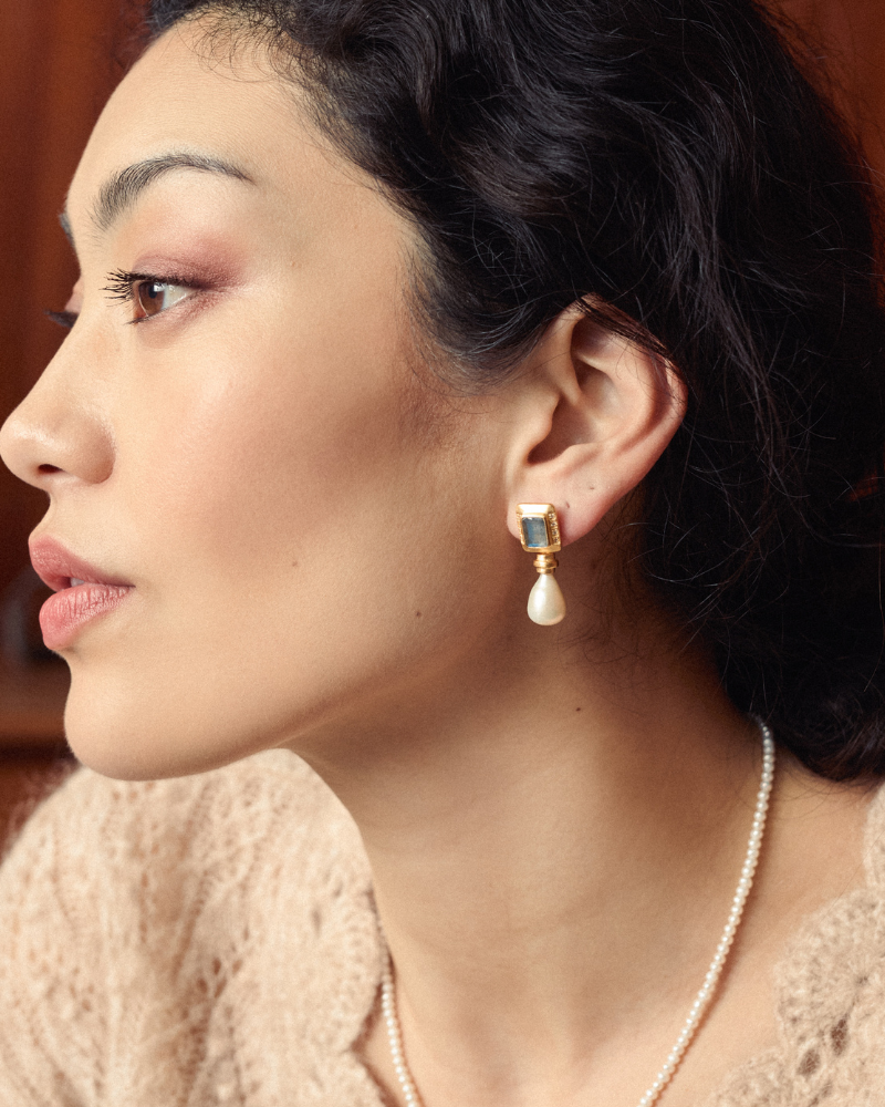 Etta earrings with labradorite and pearl